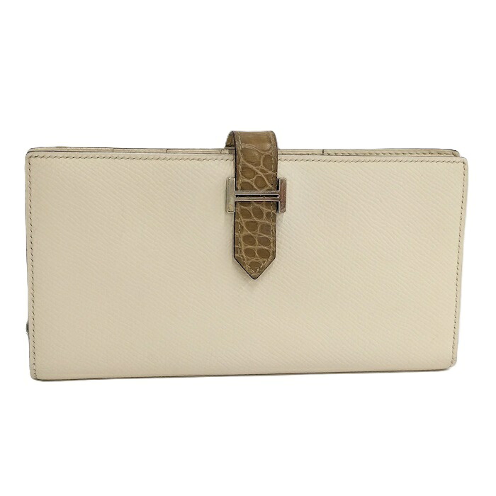 【中古】HERMES ベアン スフレタッチ 二つ折り財布 レザー アイボリー｜JJcollection