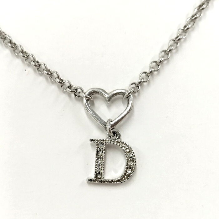 【中古】Christian Dior ネックレス メッキ ラインストーン シルバー