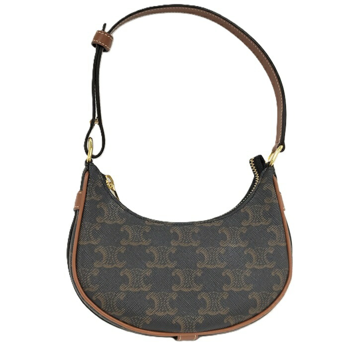 【中古】CELINE ワンショルダーバッグ ミニ アヴァ トリオンフ レザー PVC ブラック ブラウン系 19395