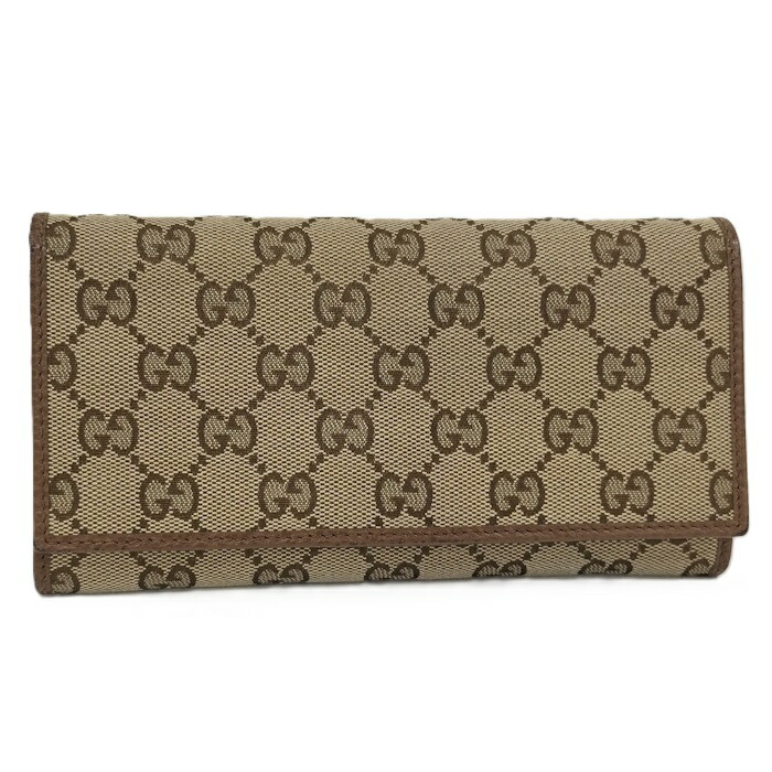 楽天市場】【中古】GUCCI 二つ折り長財布 GGキャンバス ベージュ