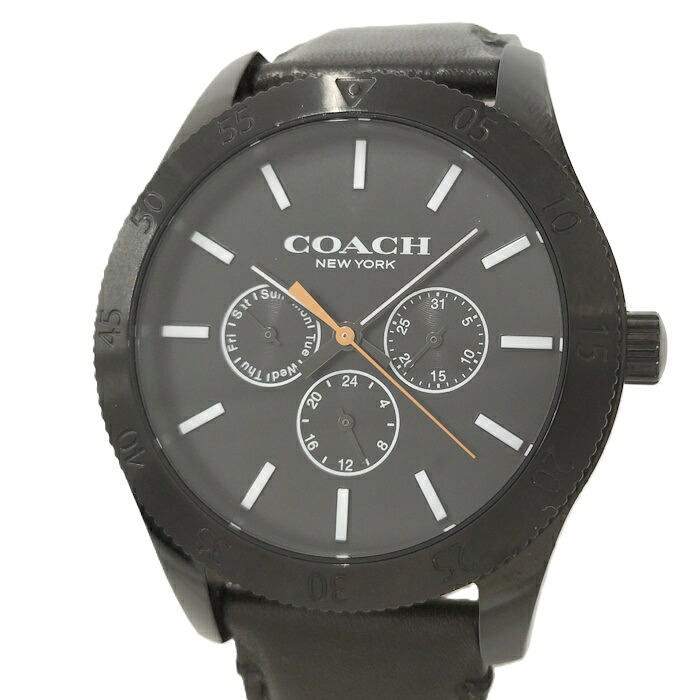【中古】COACH 腕時計 SS クオーツ 革ベルト ブラック ブッラク文字盤 CA.133.2.34.1948