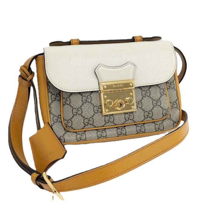 【中古】GUCCI ショルダーバッグ GGスプリーム ベージュ 洋芥子 白いこと 658487