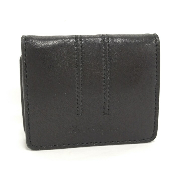 【中古】Salvatore Ferragamo コインケース 御釣り入れ なめし革 黒いこと IY-668107