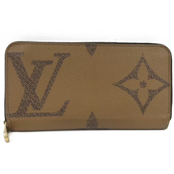 【中古】LOUIS VUITTON ジッピーウォレット ラウンドジッパー長紙入れ モノグラム ジャイアントリバース 赤銅色 M69353