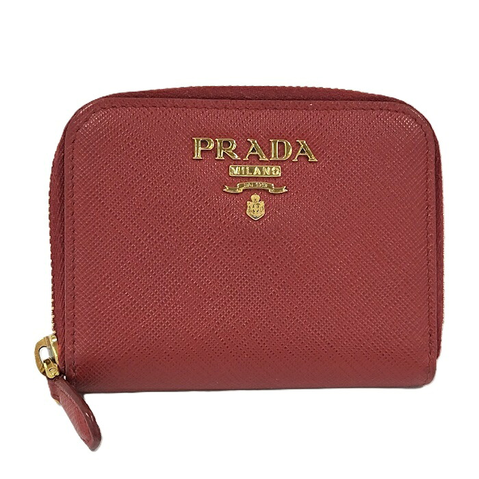 【中古】PRADA サフィアーノ コインケース レザー レッド IMM268