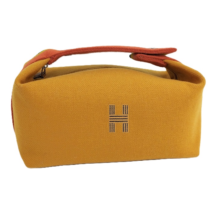 【中古】HERMES ハンドバッグ ブリッド ア ブラック PM ウール マスタード