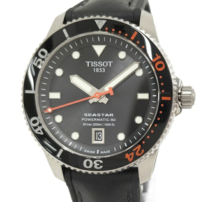 【中古】TISSOT シースター ウィルソンコラボ 腕時計 ブラック文字盤 自動巻 T120.807.17.051.00