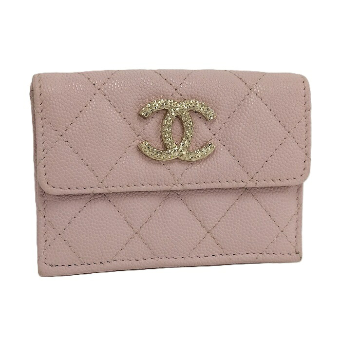 【中古】CHANEL スモールウォレット AP4319 さくら色 キャビア バッグ・小物・ブランド雑貨-レディース財布