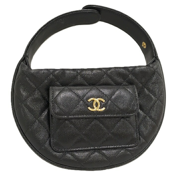【中古】CHANEL ハンドバッグ キャビアスキン マトラッセ ココマーク ゴールド金具 ブラック AP3467|JJcollection