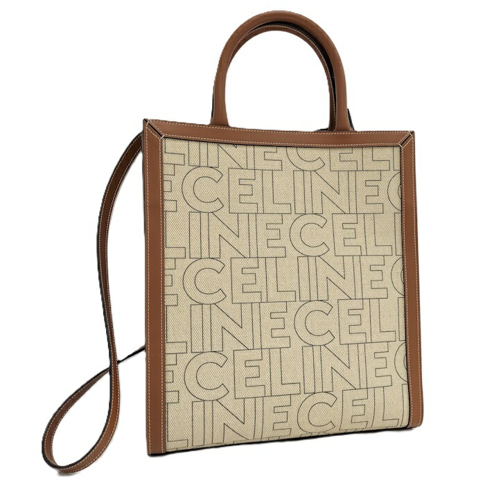 【中古】CELINE 2WAYショルダーバッグ スモール バーティカル 河馬 帆布 なめし革 ともし火ベージュ 赤銅色