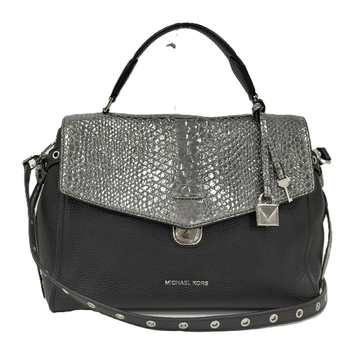 【中古】MICHAEL KORS 2WAYショルダーバッグ レザー ブラック シルバー 30H7MZKS2L