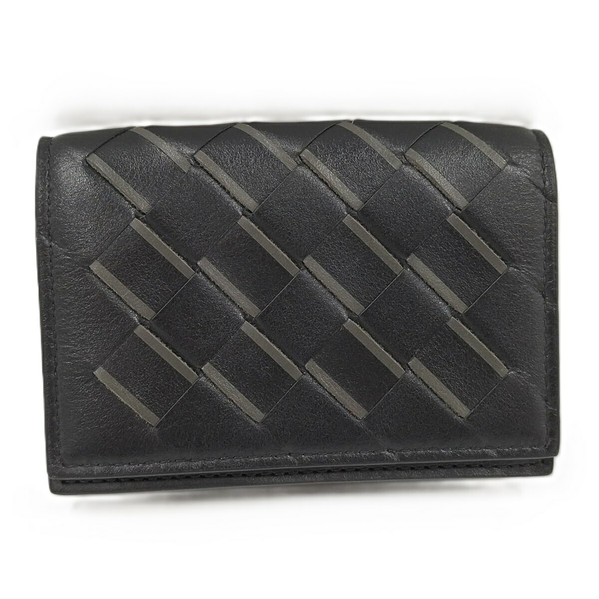 【中古】BOTTEGA VENETA カードケース レザー ブラック 605720