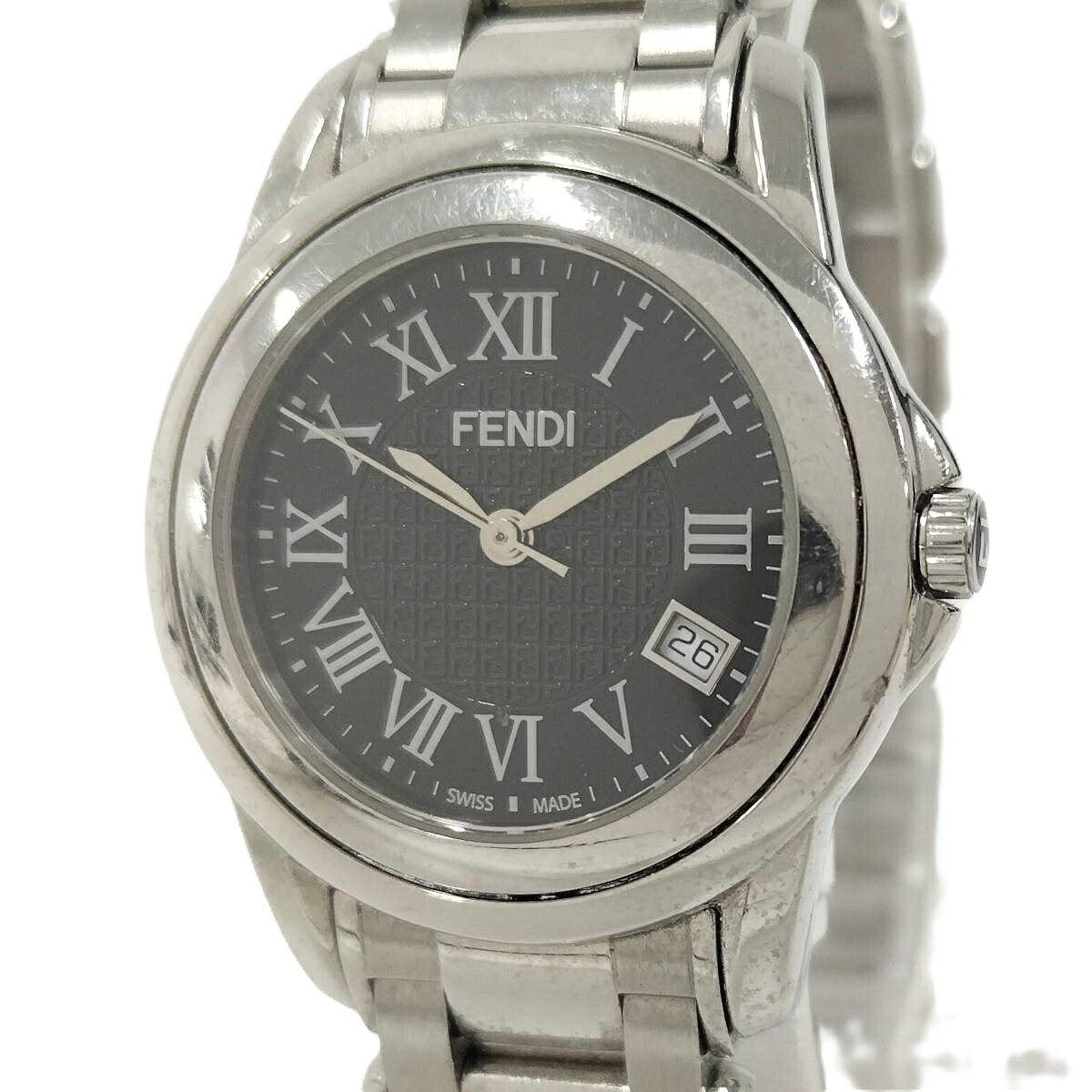 【中古】FENDI ラウンドループ レディース 腕時計 SS クオーツ ブラック文字盤 F239210