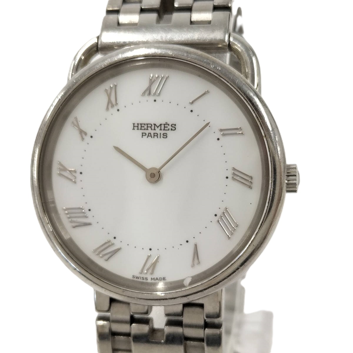【中古】HERMES メンズ ウォッチ アルソー 石英 SS 白いこと文字記号盤 AR3.21