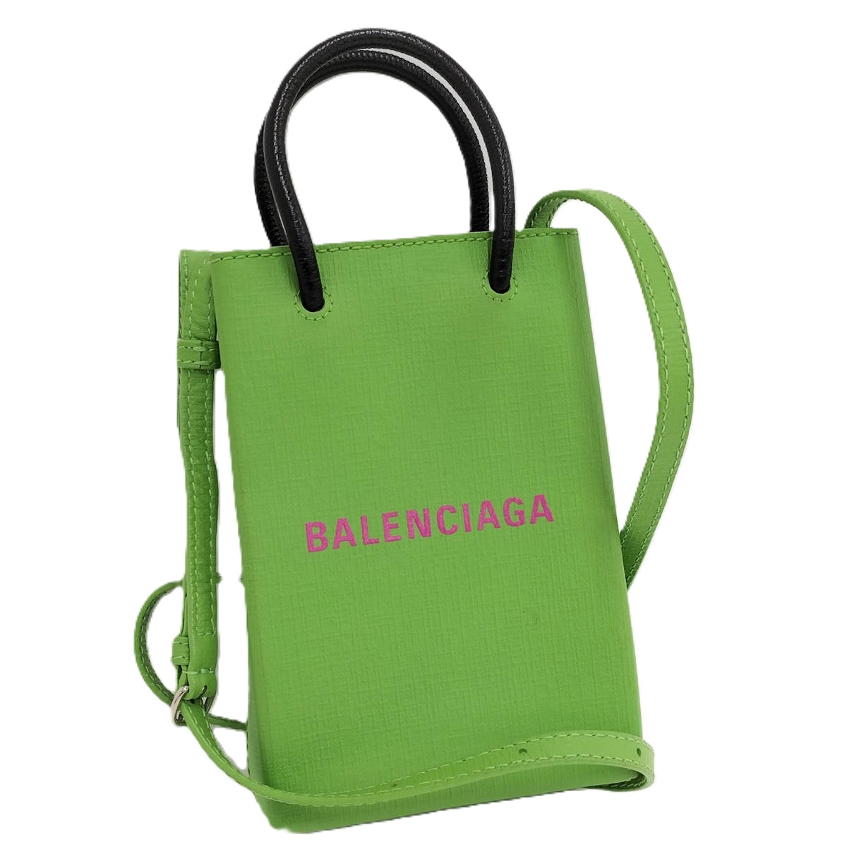 【中古】BALENCIAGA ミニ 買い出し 電話機保持者 ショルダーバッグ なめし革 緑であること 593826 バッグ・小物・ブランド雑貨-ショルダーバッグ・メッセンジャーバッグ-レディースバッグ