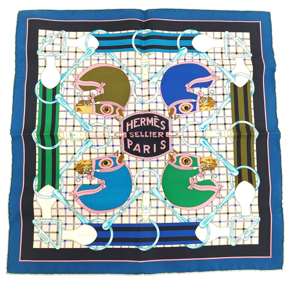 楽天市場】HERMES エルメス カレ40 スカーフ ブルー 青 箱つき シルク