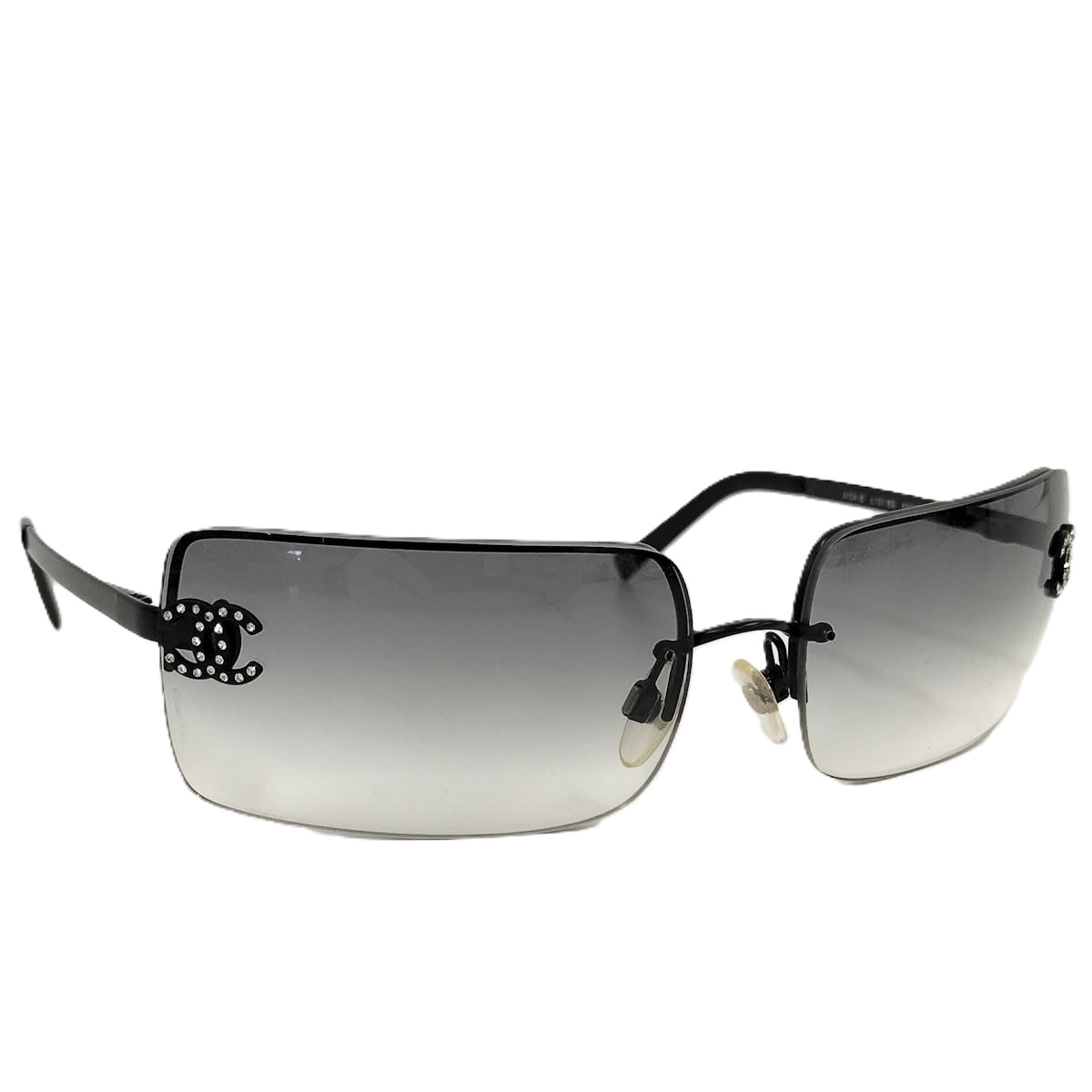 【中古】CHANEL サングラス ココマーク ラインストーン ブラック系4104-B