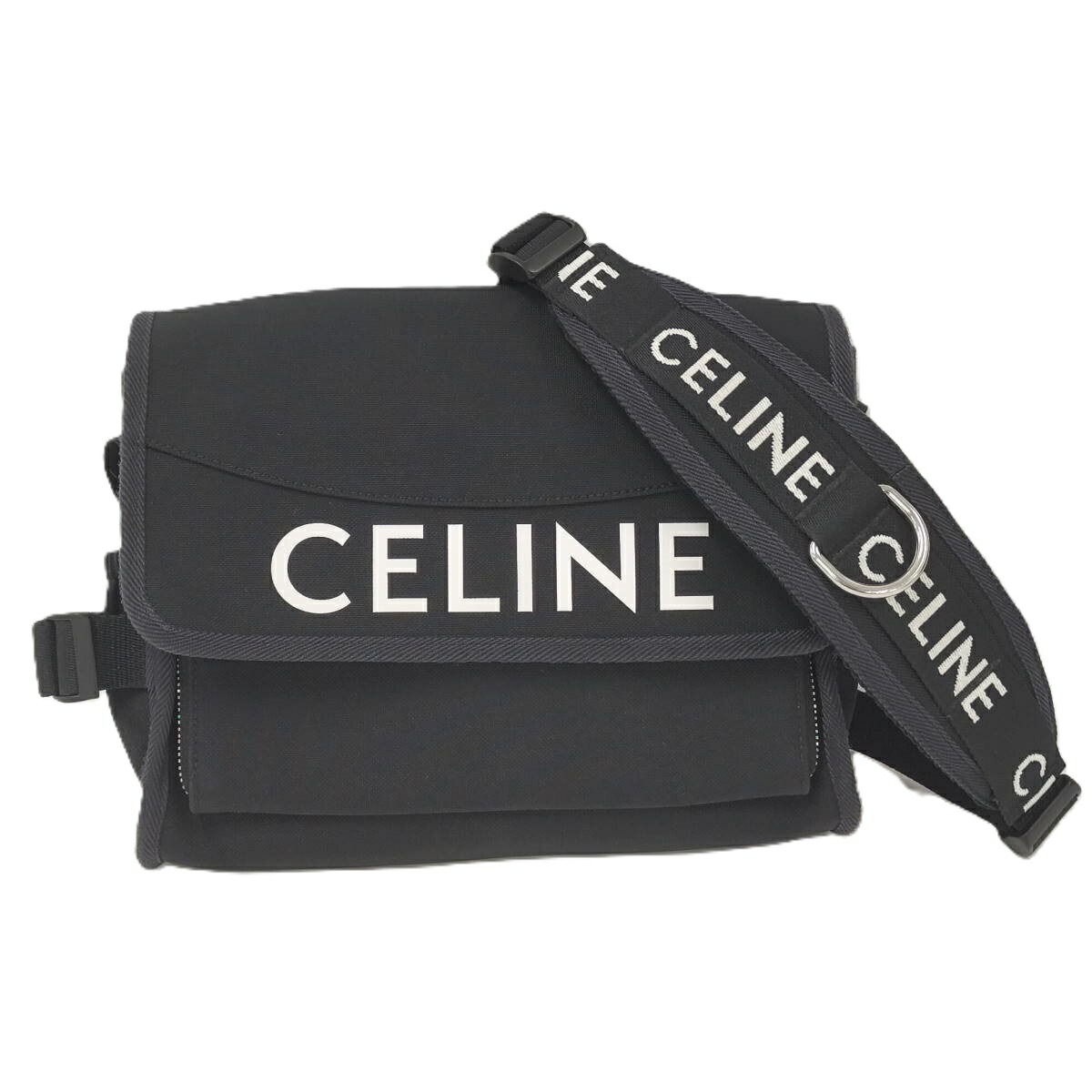【中古】CELINE 伝達人 ボディクロスバッグ ショルダーバッグ 帆布 黒いこと 110062DMT