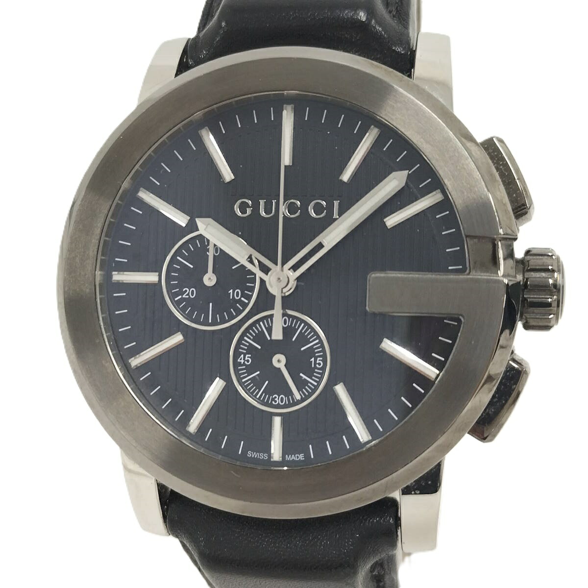 【中古】GUCCI Gタイムレス メンズ腕時計 SS ブラック文字盤 クオーツ YA101205 101.2