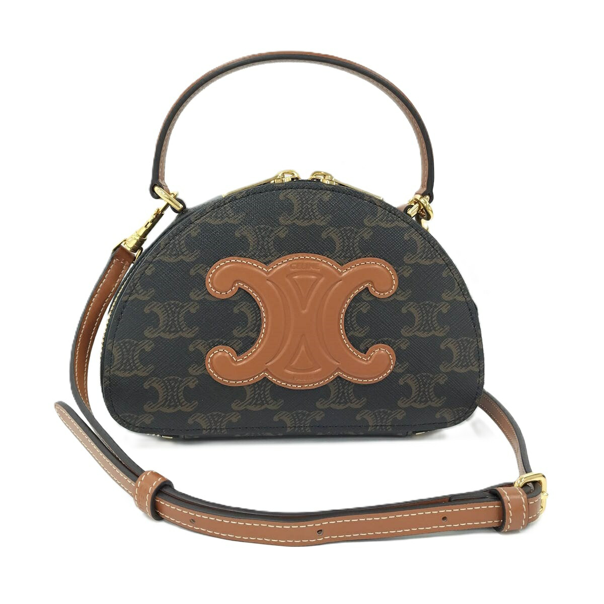 【中古】CELINE ハーフムーンケース なめし革 赤銅色 10K642ECM.04LU