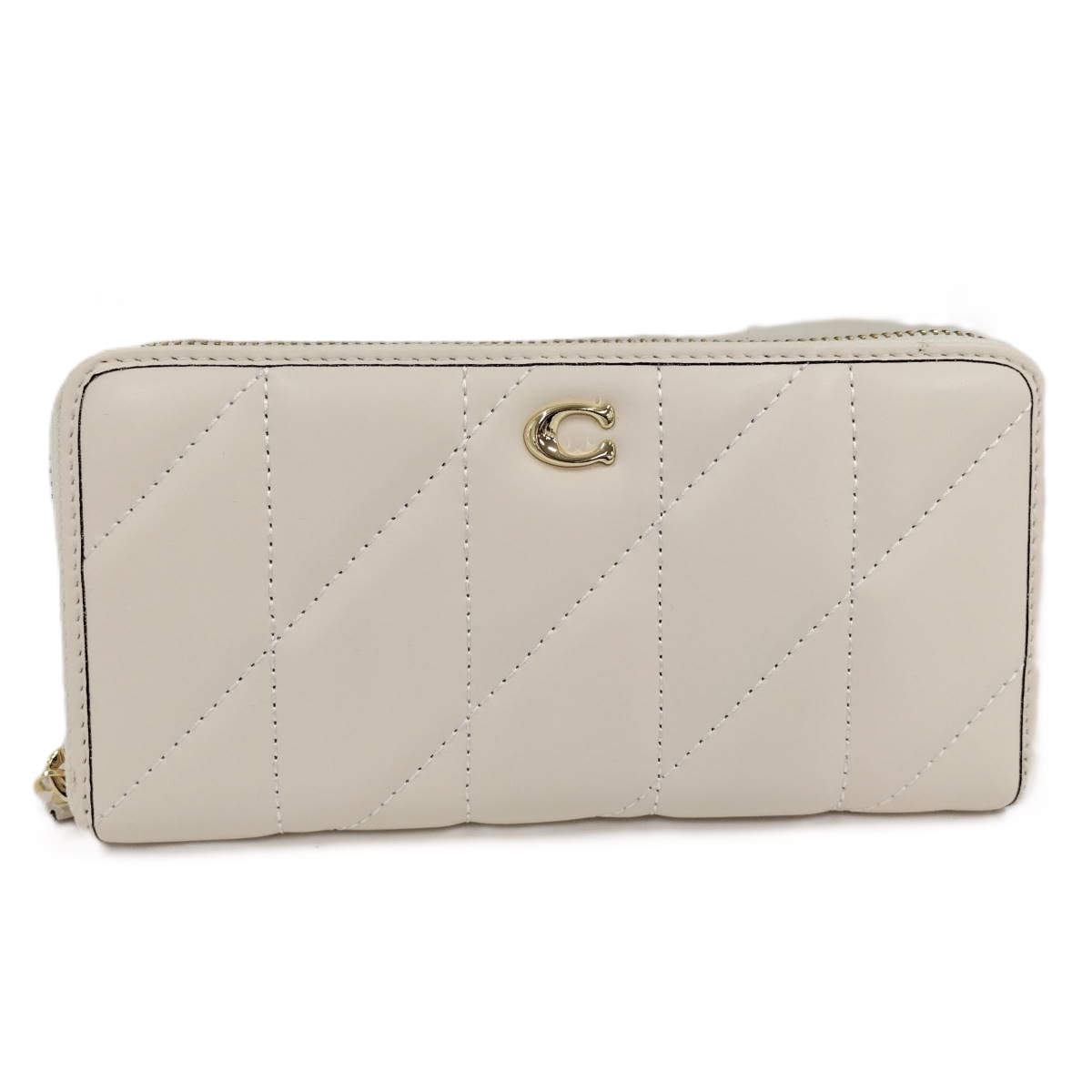 【中古】COACH ラウンドファスナー 長財布 レザー アイボリー C8570