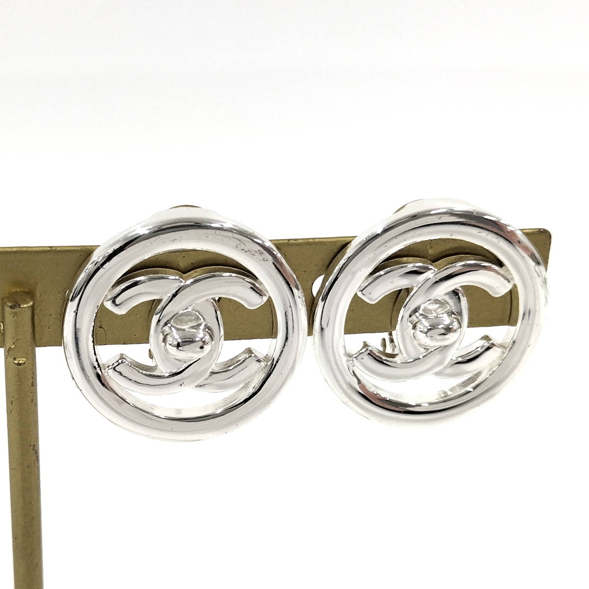 【中古】CHANEL イヤリング ココマーク ターンロック メッキ シルバー 97P|JJcollection