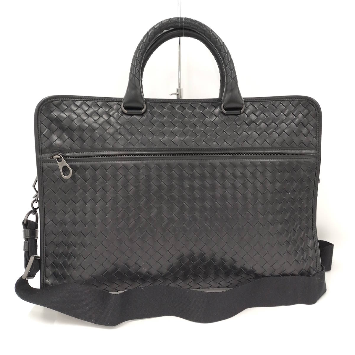 【中古】BOTTEGA VENETA 2WAYショルダーバッグ 商行為御徒面子 イントレチャート なめし革 黒いこと