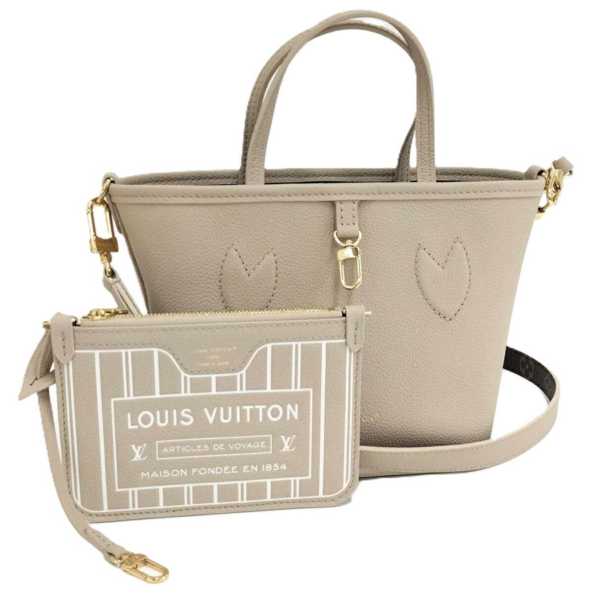 【中古】LOUIS VUITTON ネヴァーフル 内方アウトBBリヴァーシブル 2WAYトートバッグ モノグラム グレインレザー 赤銅色 ベージュ M12109 2way・3wayバッグ-バッグ-レディースバッグ