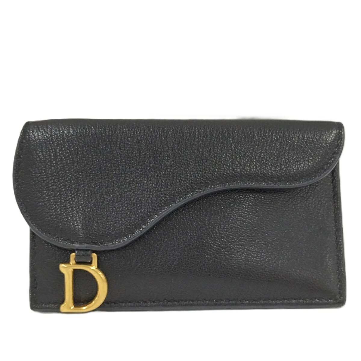 【中古】ChristianDior カードケース サドル レザー ブラック