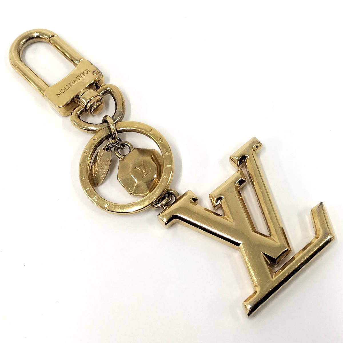 【中古】LOUIS VUITTON LV ファセット キーホルダー メッキ ゴールド M65216