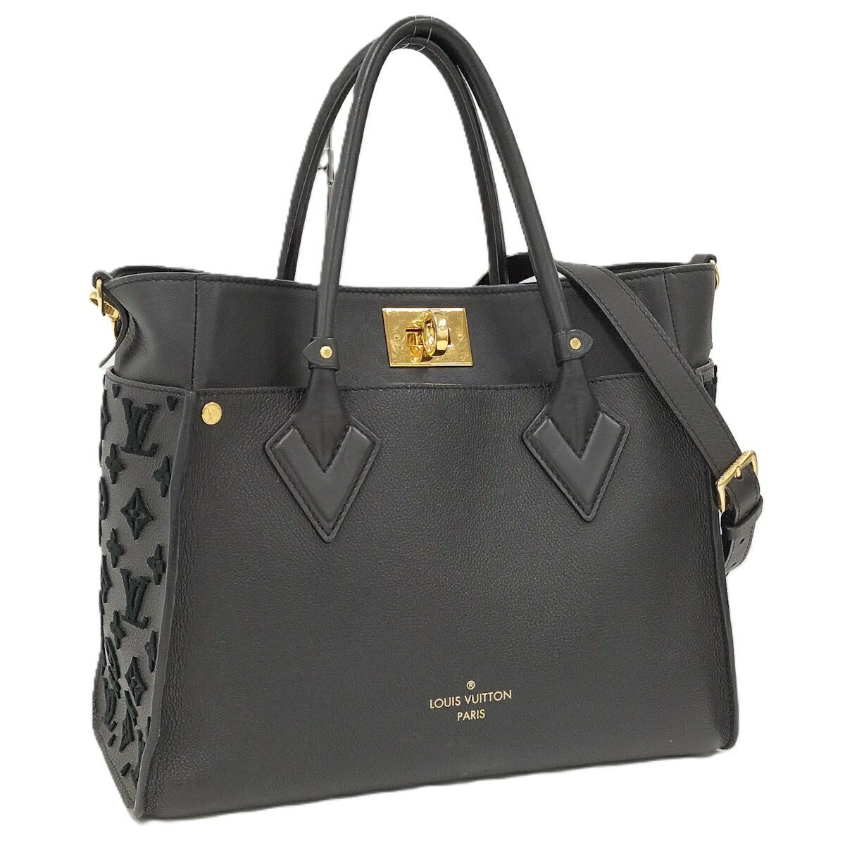 【中古】LOUIS VUITTON オンマイサイドMM 2WAYトートバッグ モノグラム タフタージュ ノワール M53826｜JJcollection