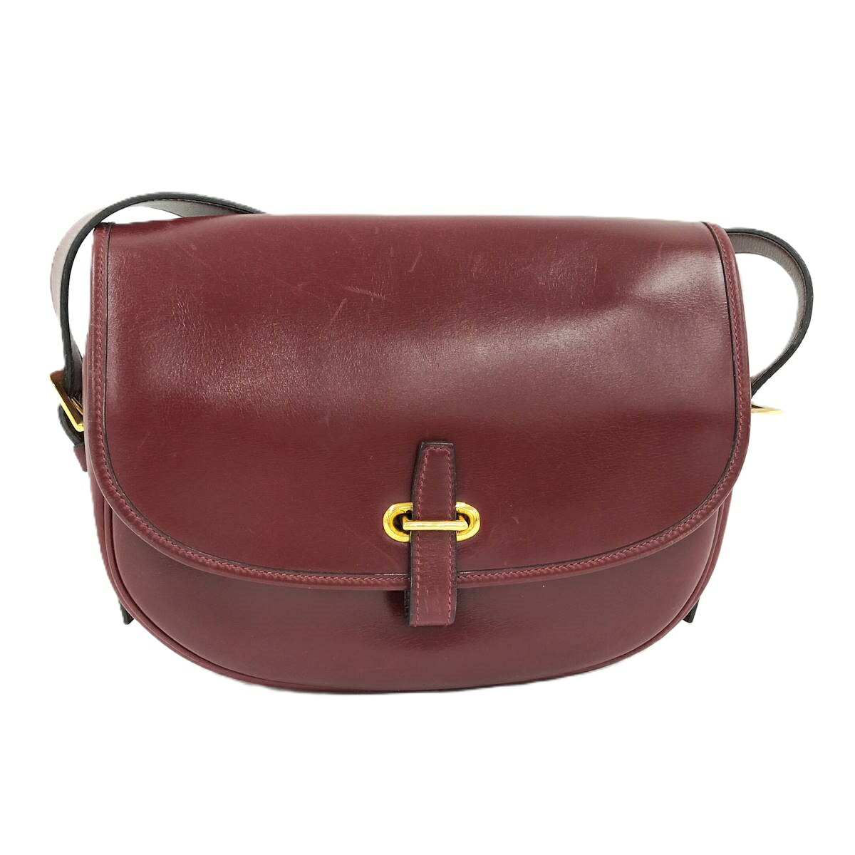 【中古】HERMES バルドゴルフ ショルダーバッグ なめし革 ボルドーワイン □F目じるし