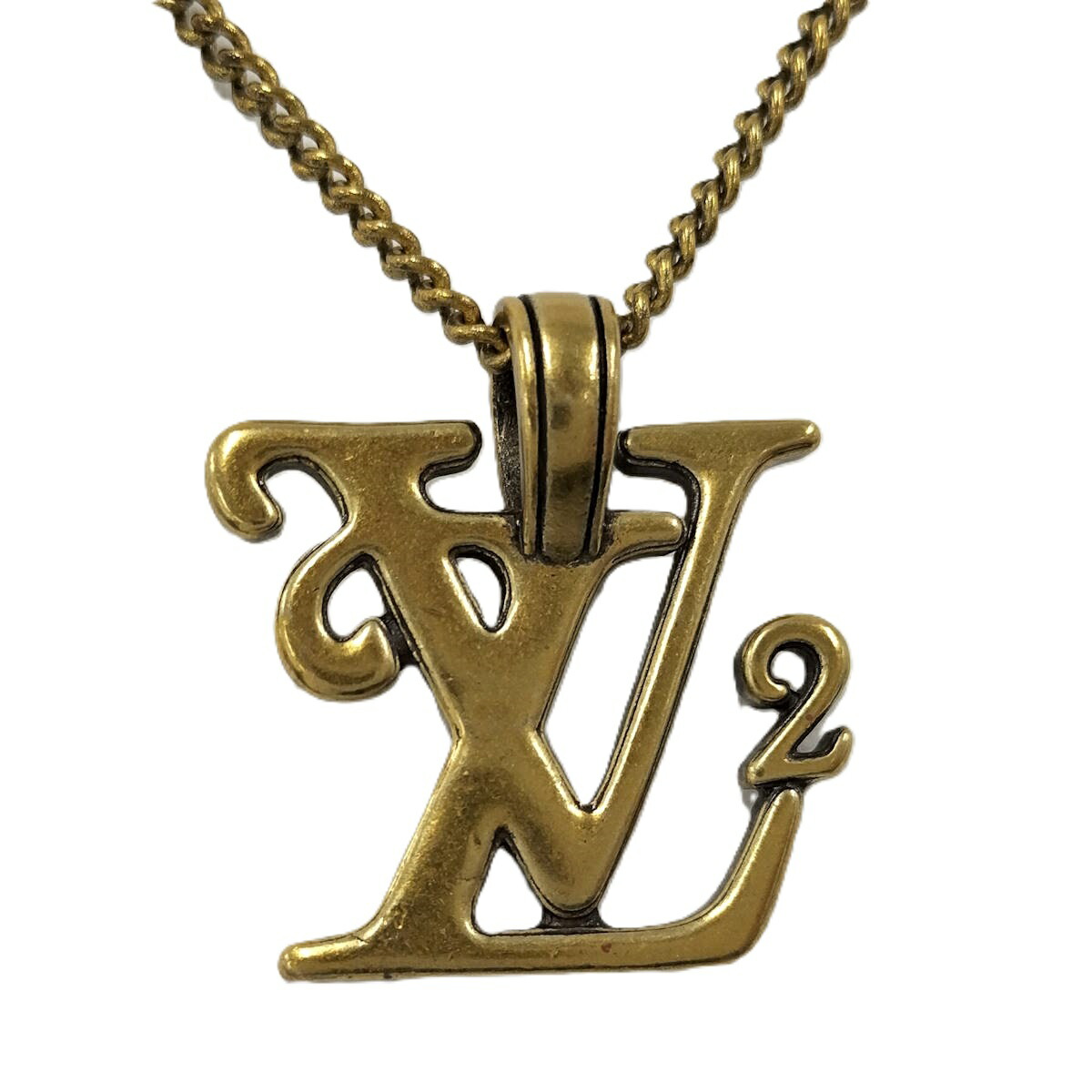 【中古】LOUIS VUITTON コリエ スクエアードネックレス ゴールド MP2692