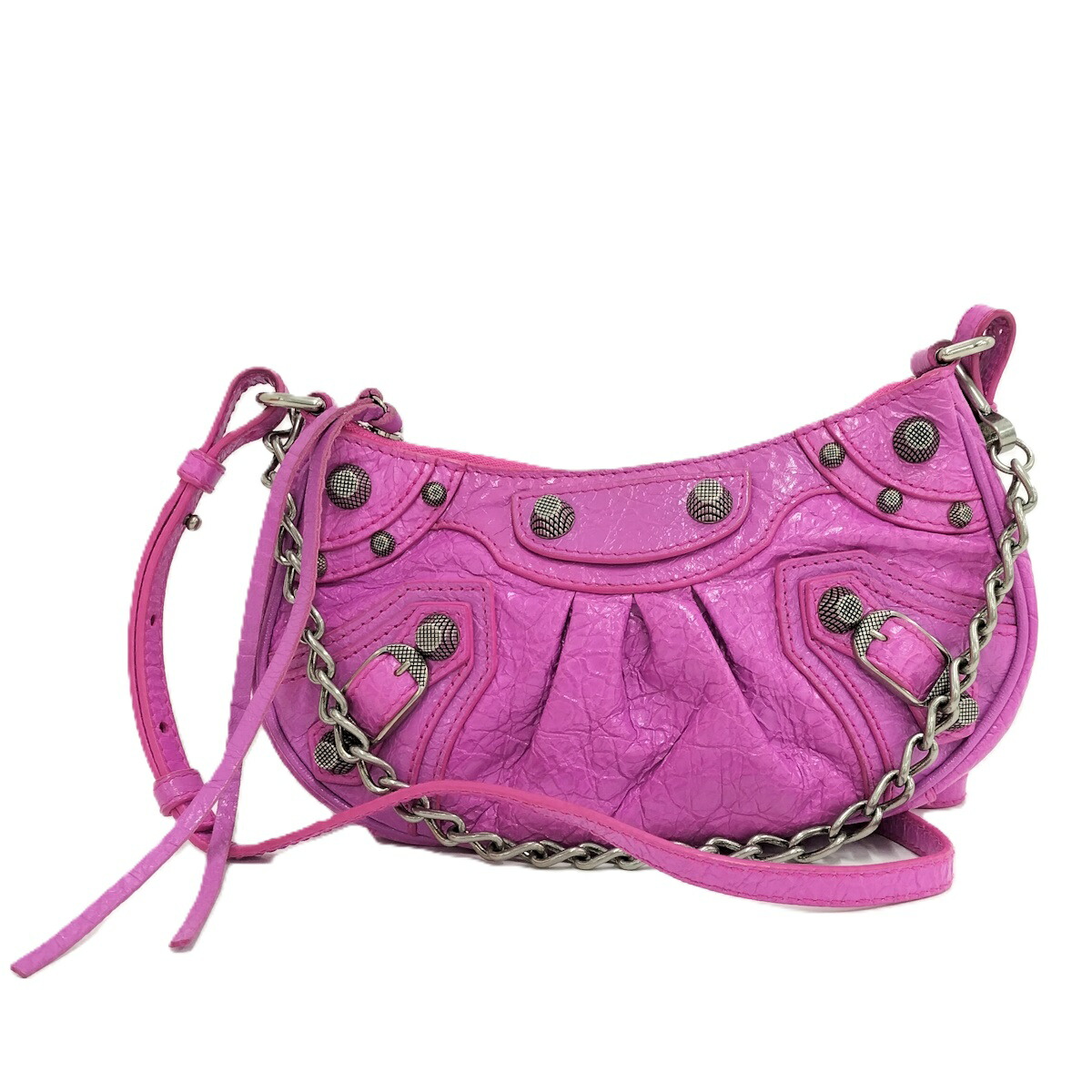 【中古】BALENCIAGA ル カゴール XS チェーンショルダーバッグ レザー ピンク|JJcollection