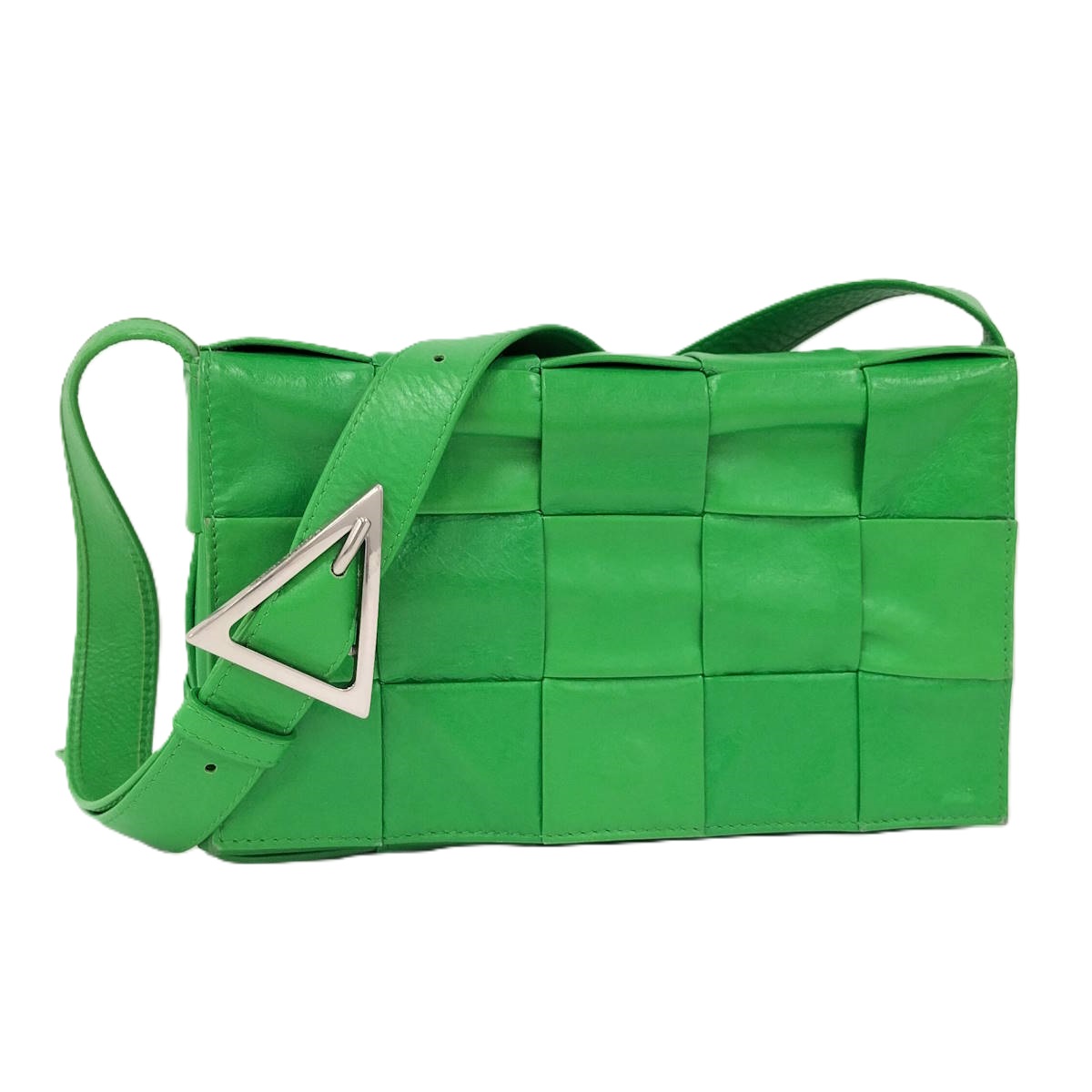【中古】BOTTEGA VENETA ショルダーバッグ カセット イントレチャート レザー グリーン 667298