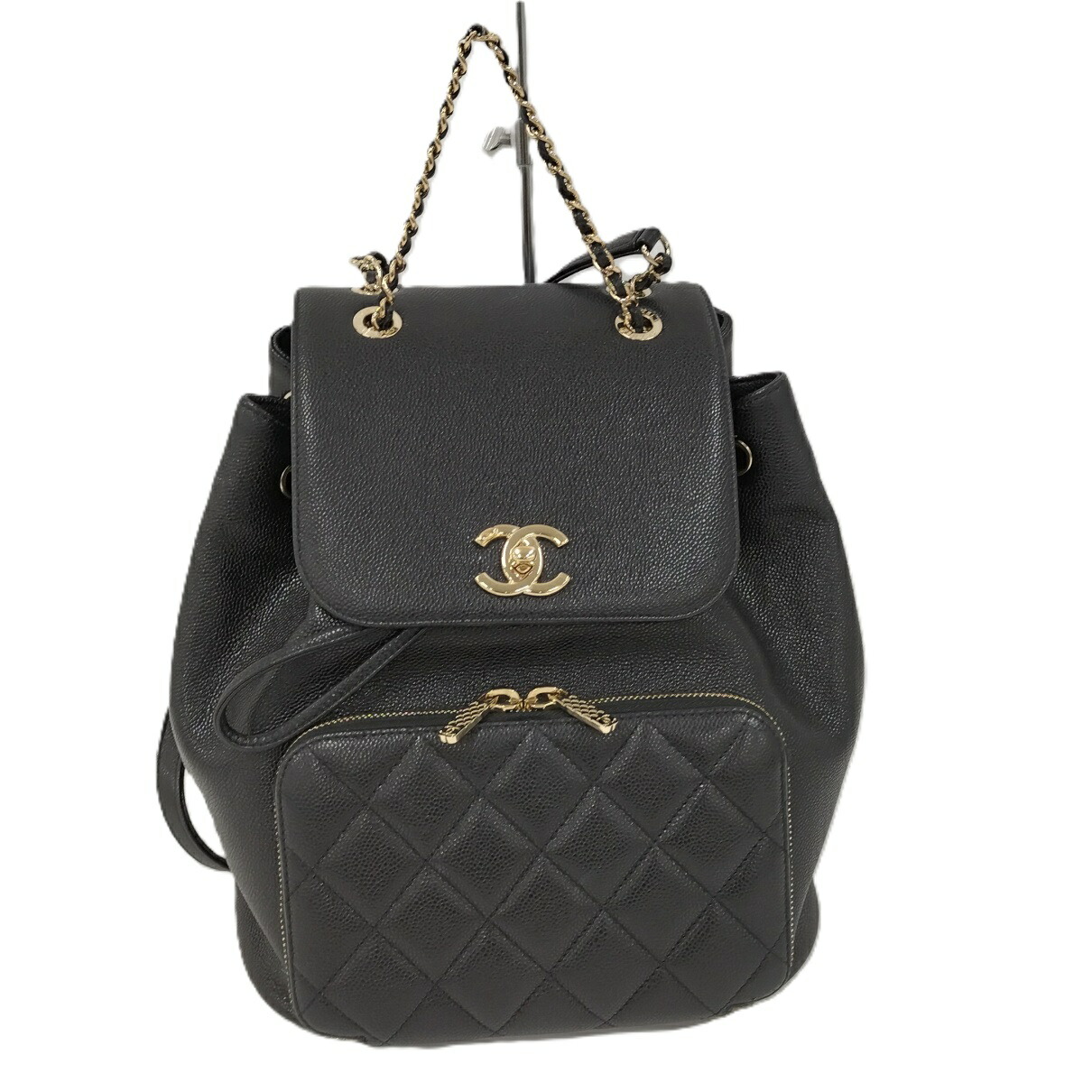 【中古】CHANEL バッグパック ビジネスアフィニティ キャビアスキン レザー ブラック AS3530