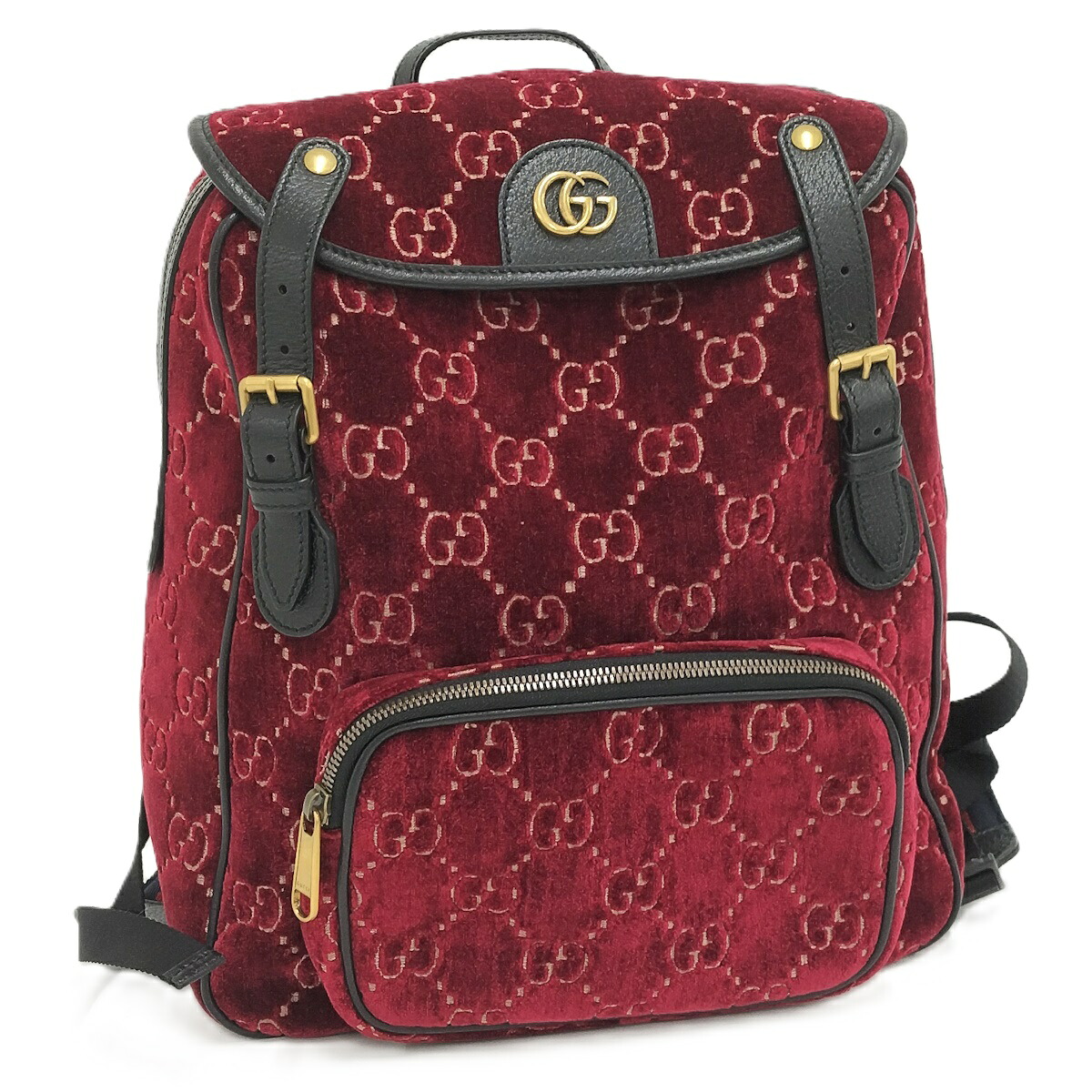 【中古】GUCCI 背嚢 GG天鵞絨 べロア 赤いこと 574942 バッグ・小物・ブランド雑貨-レディースバッグ