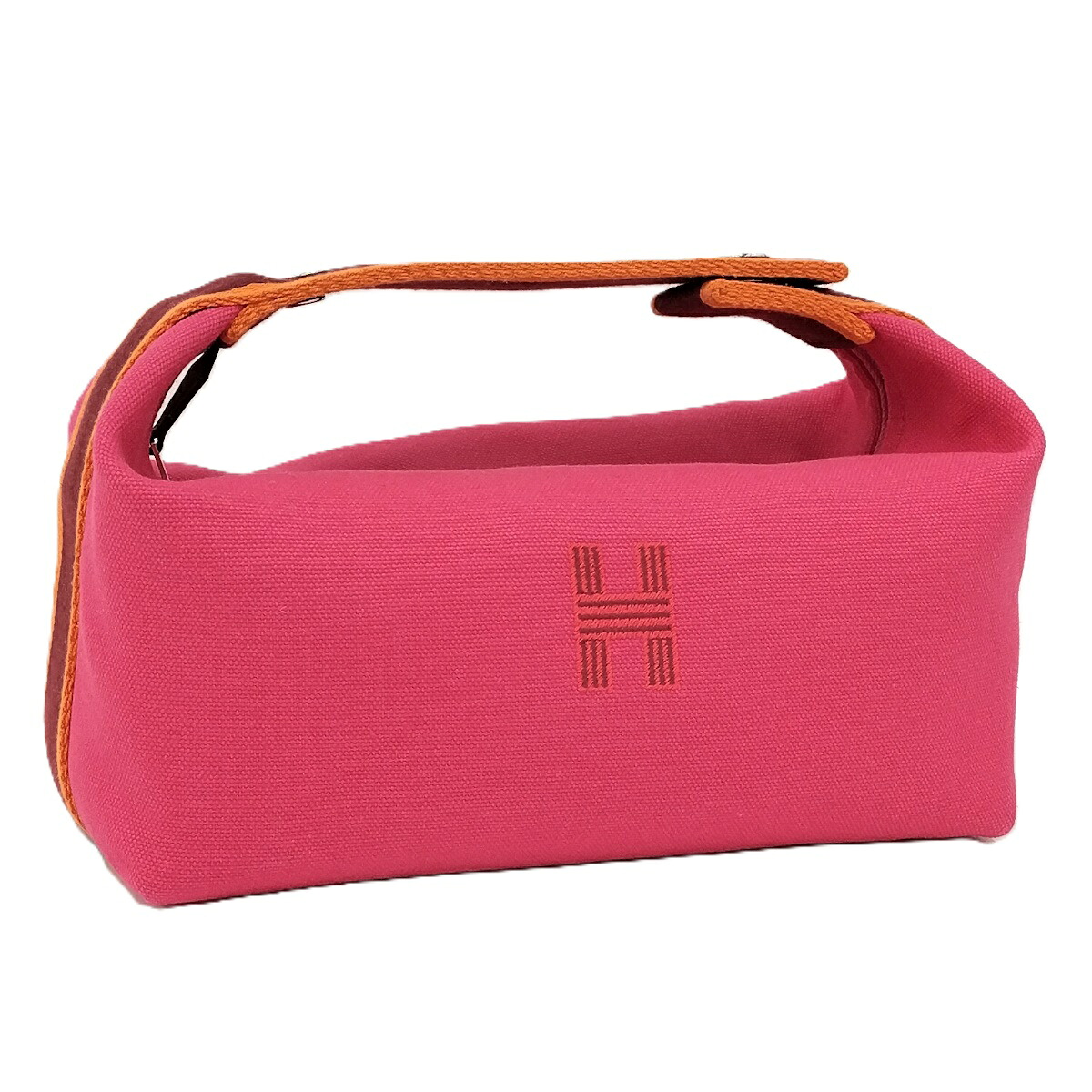 【中古】HERMES ブリッド ア ブラックPM ハンドバッグ ポーチ キャンバス ピンク系｜JJcollection