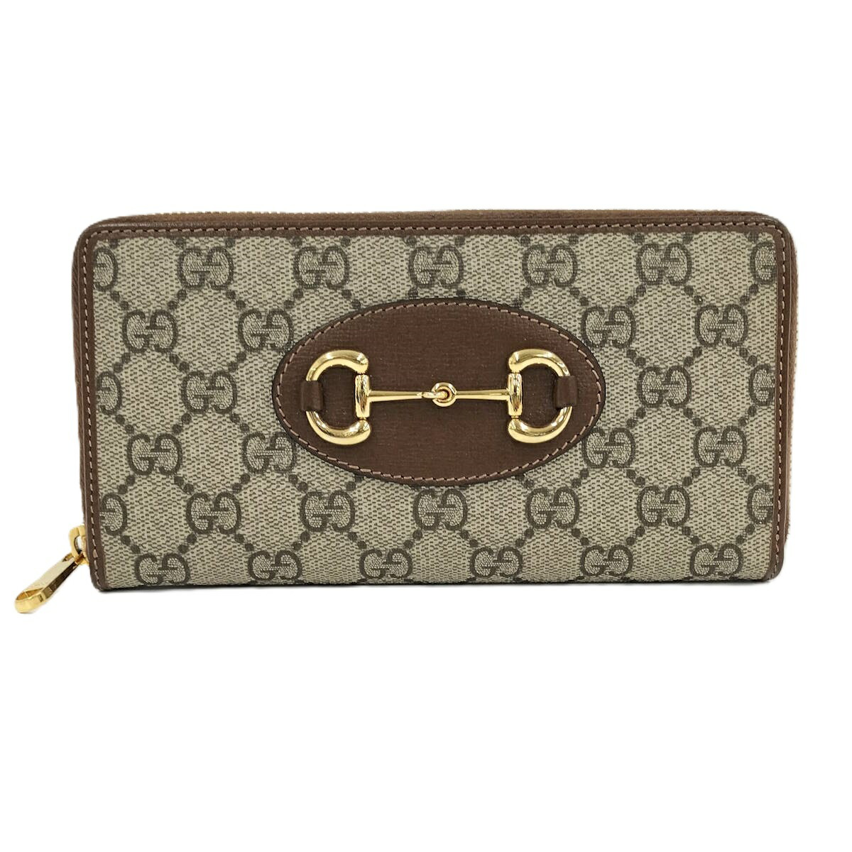 【中古】GUCCI ラウンドジッパー 長紙入れ 配管ビット PVC 赤銅色系 621889