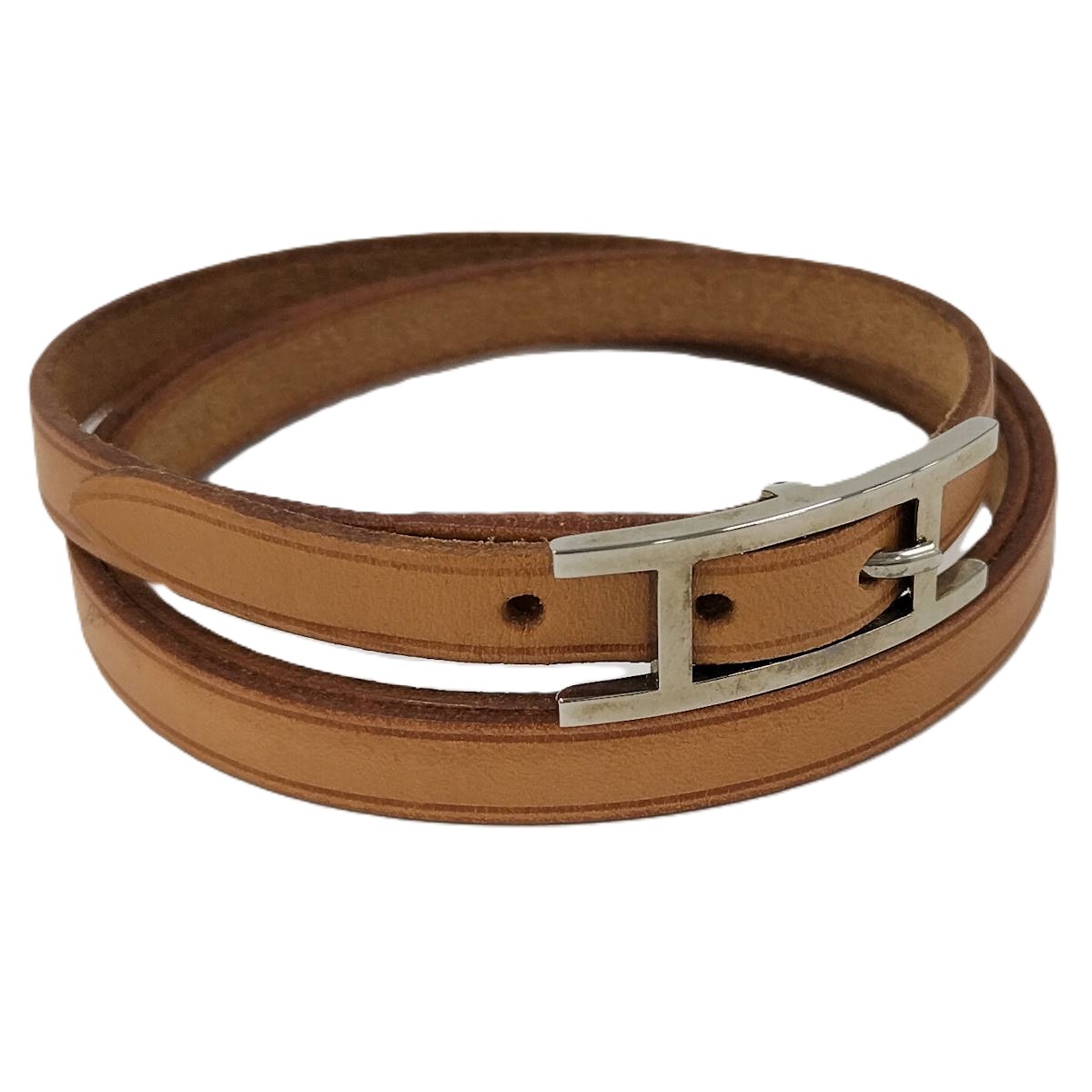 【中古】HERMES バングル ブレスレット アピ3 レザー ブラウン □G刻印