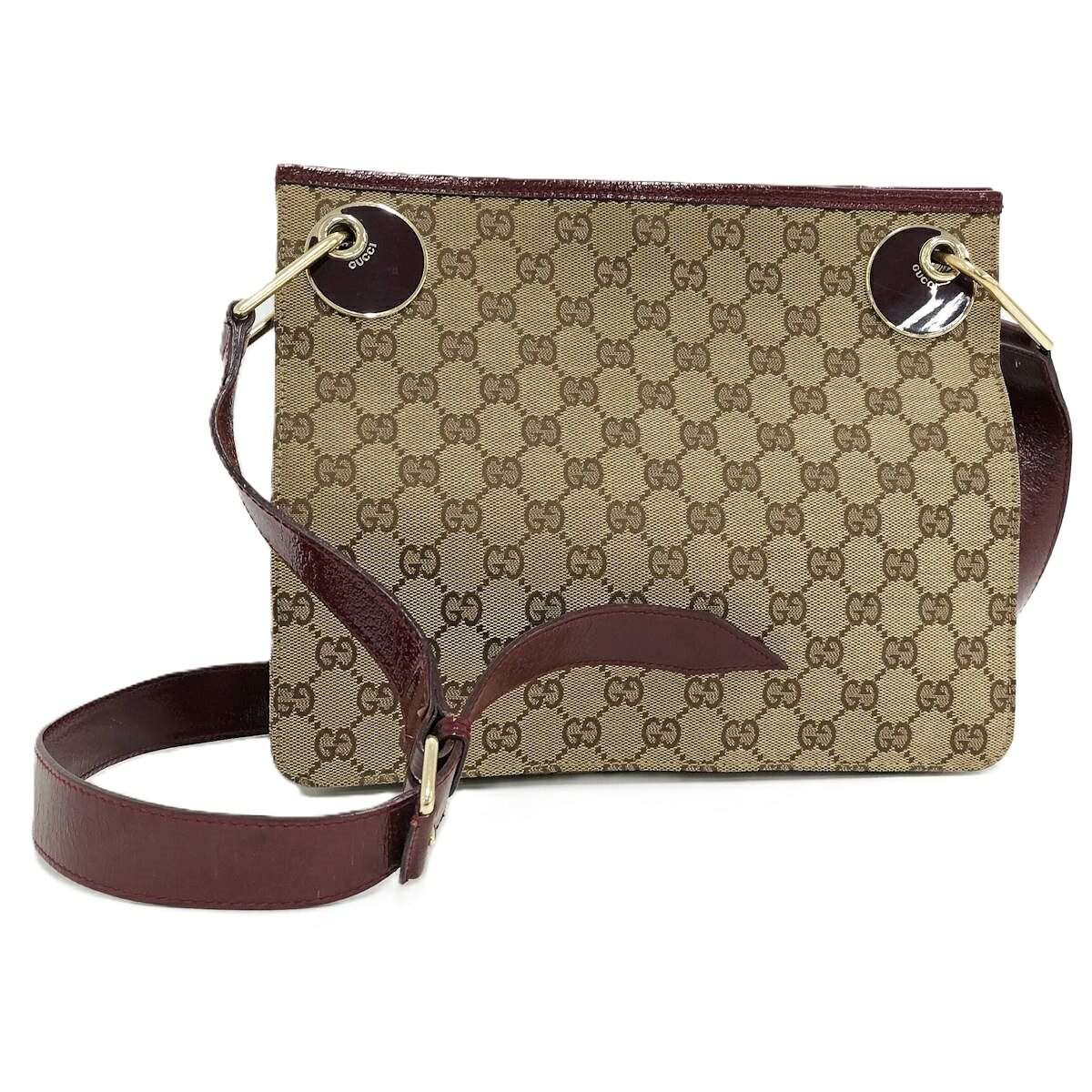 【中古】GUCCI ショルダーバッグ GGキャンバス レザー キャンバス ベージュ レッド 120841|JJcollection