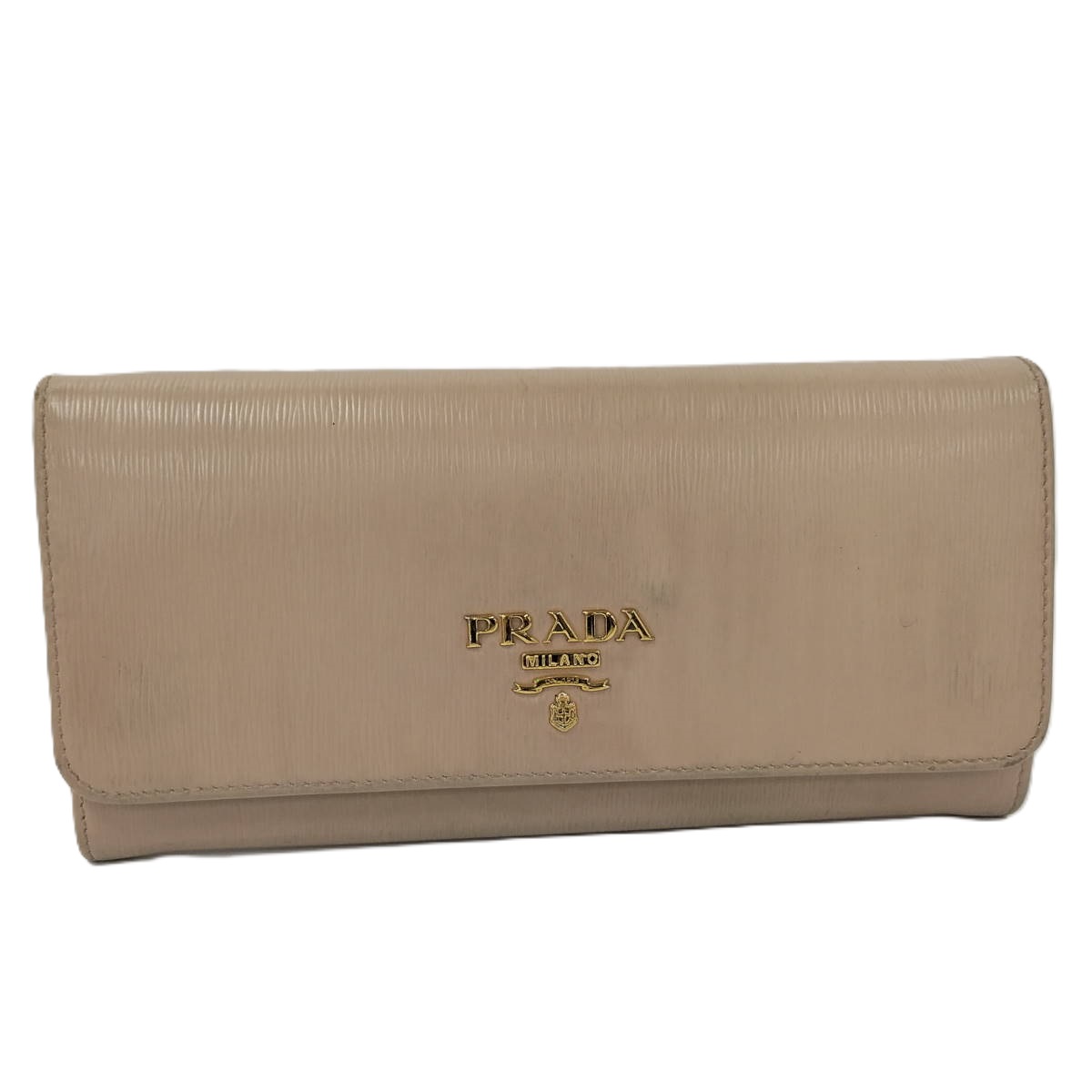【中古】PRADA 二つ折り長財布 レザー ベージュ 1MH132 9,605円