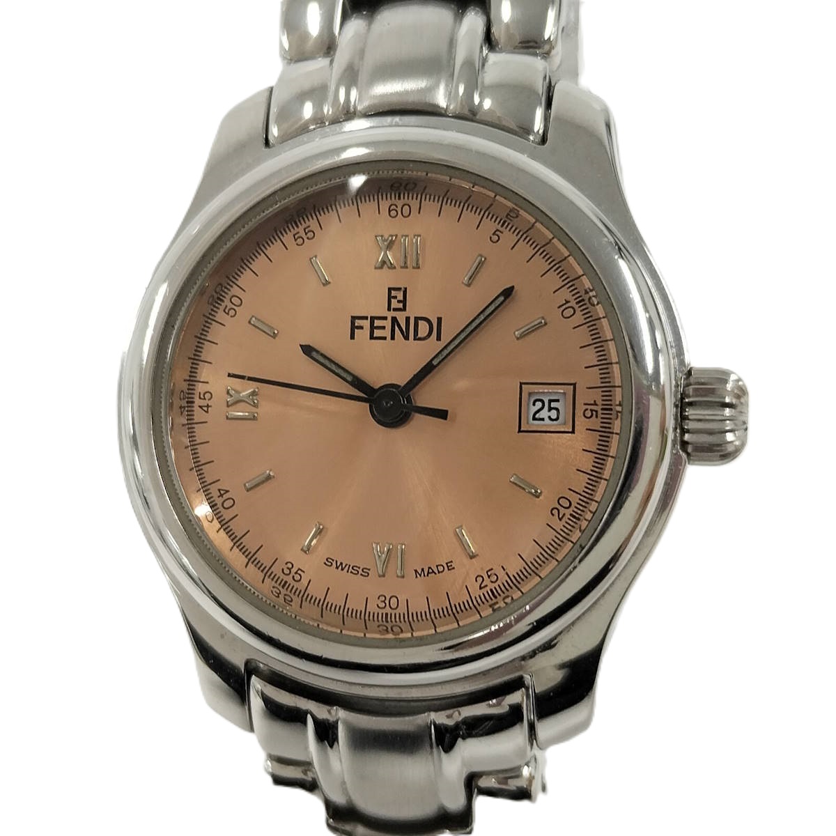 【中古】FENDI レディース 腕時計 クオーツ SS オレンジ文字盤 210L