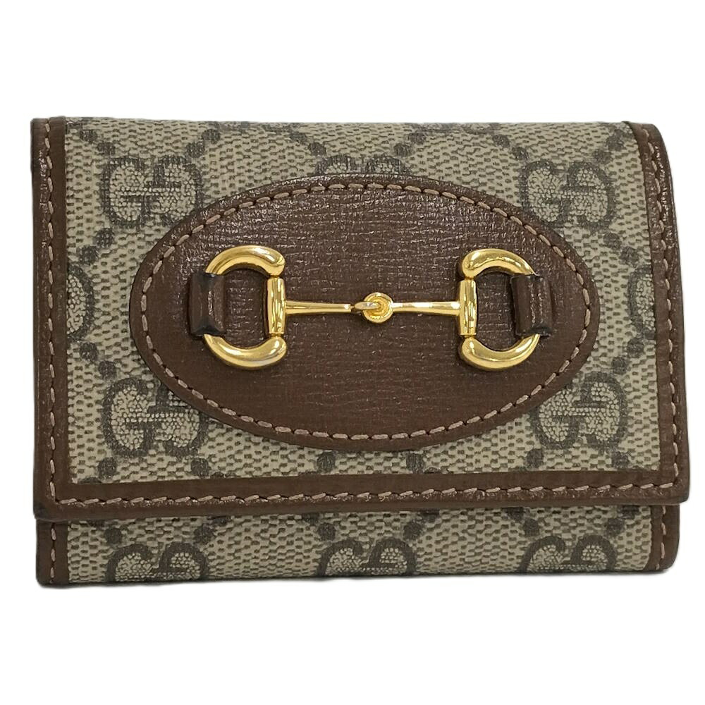 【中古】GUCCI キーケース ホースビット ベージュ ブラウン 671785