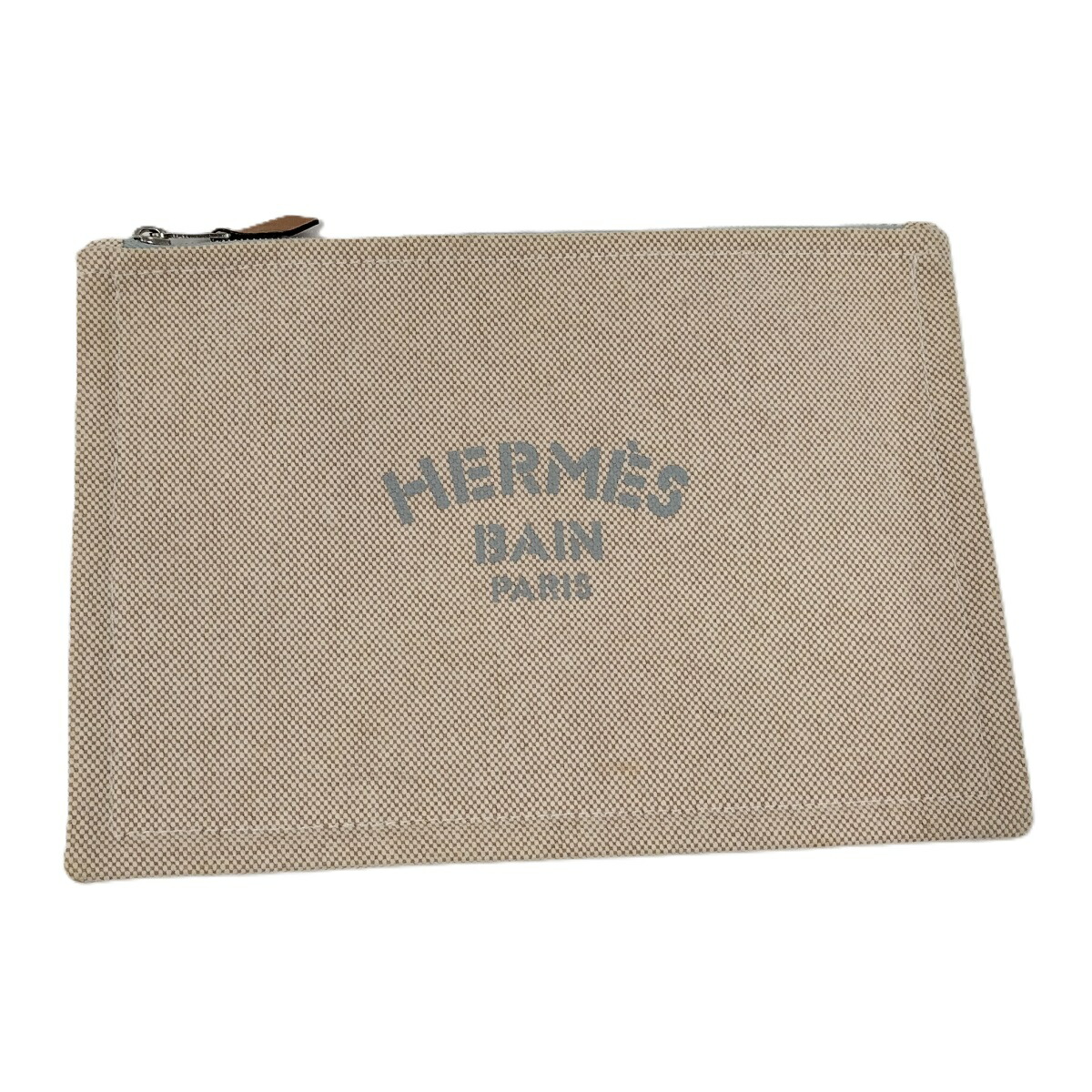 【中古】HERMES ニューヨッティングPM 合切袋 帆布 ベージュ系