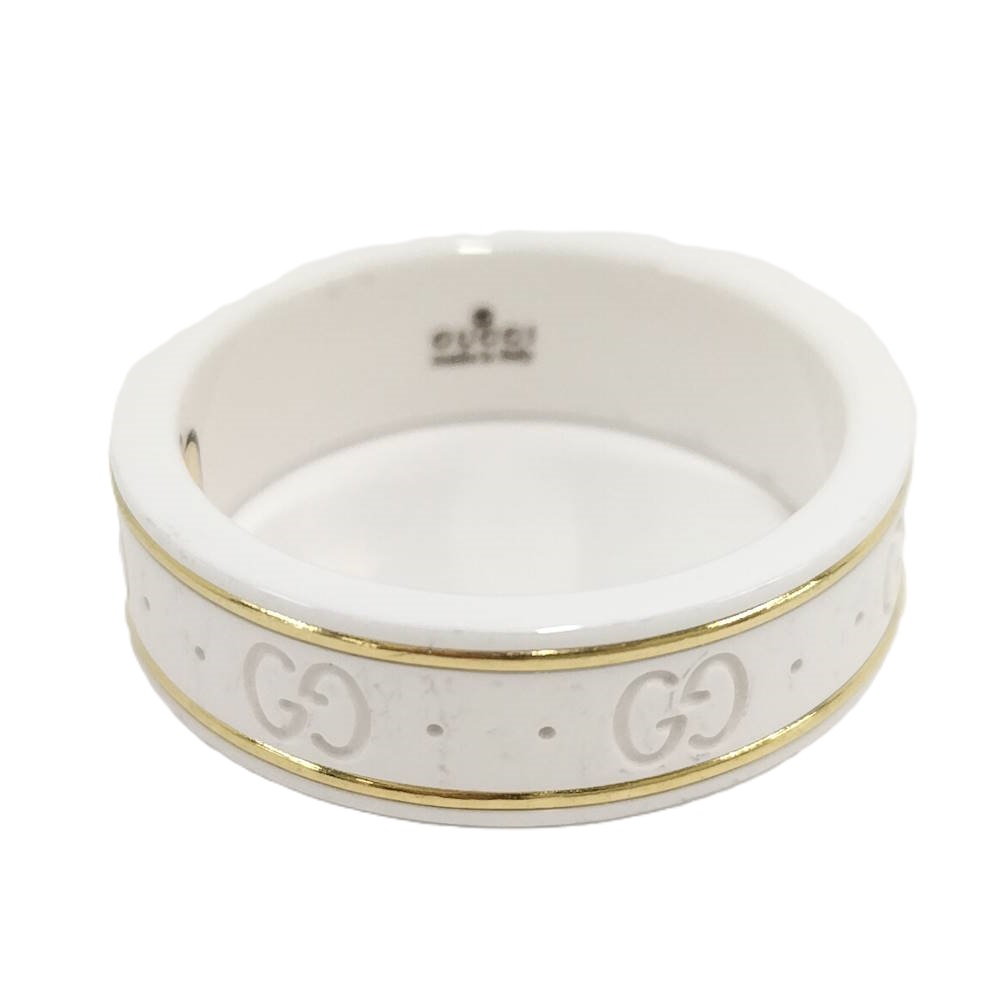 【中古】GUCCI アイコンリング セラミック 750YG K18YG イエローゴールド ホワイト 表記サイズ22 5.2g