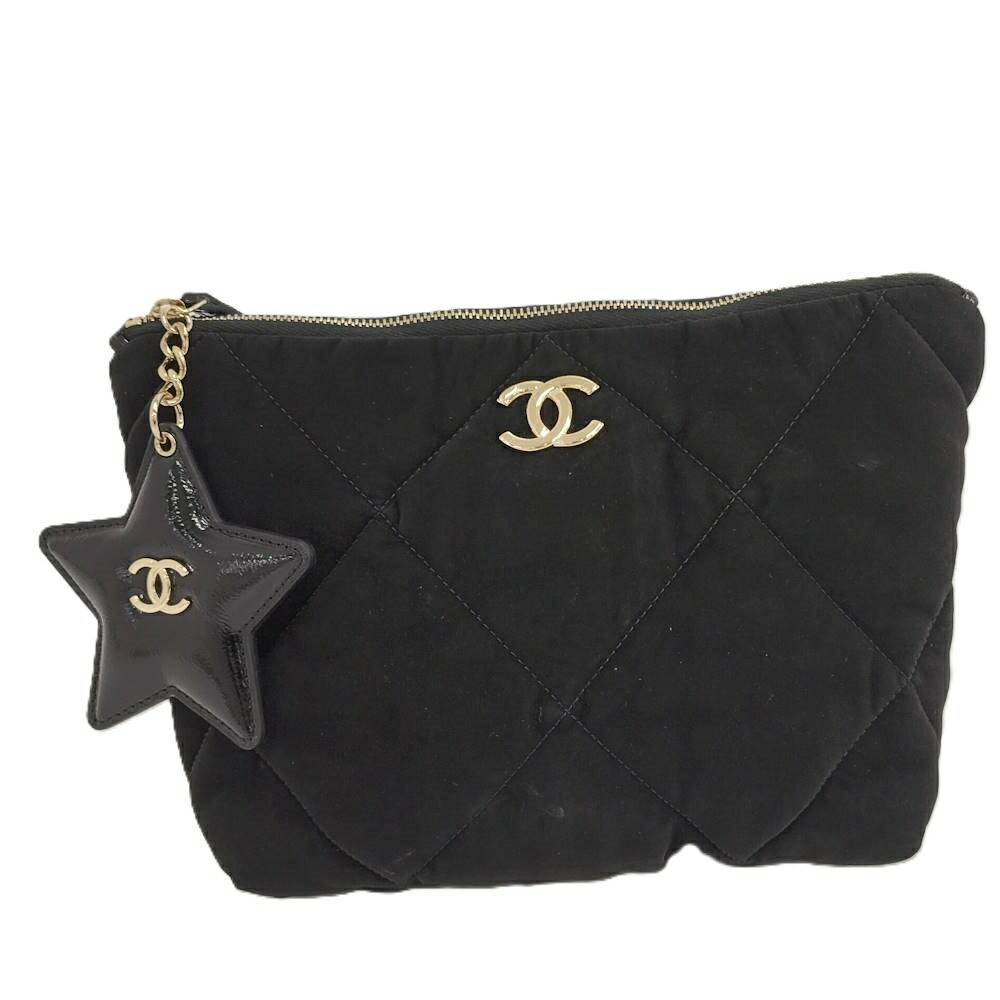 【中古】CHANEL 合切袋 スモールジップケース 天鵝絨 体裁ナイロン 黒いこと