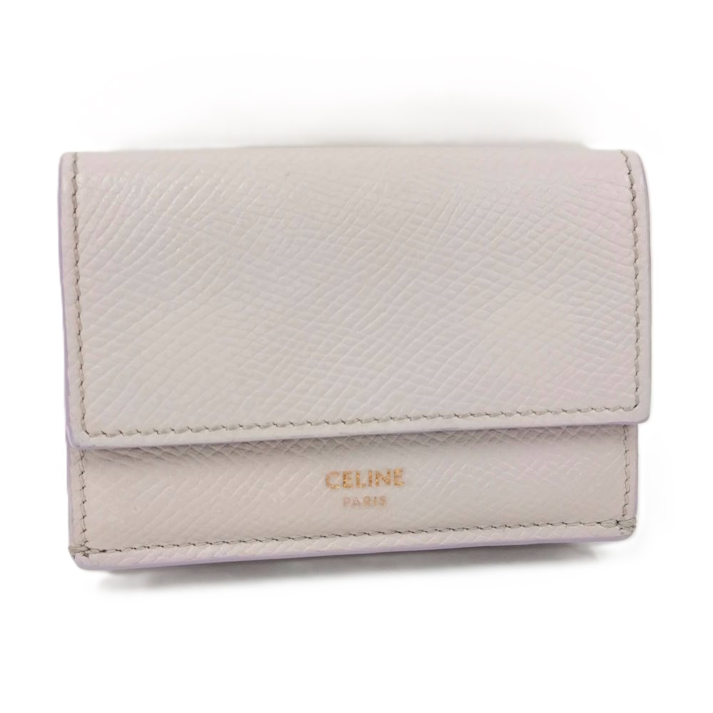 【中古】CELINE フォールデッド 三つ折り財布 レザー パープル系 10E603BEL