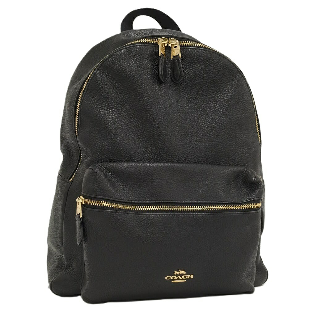 【中古】COACH リュックサック バックパック レザー ブラック F29004