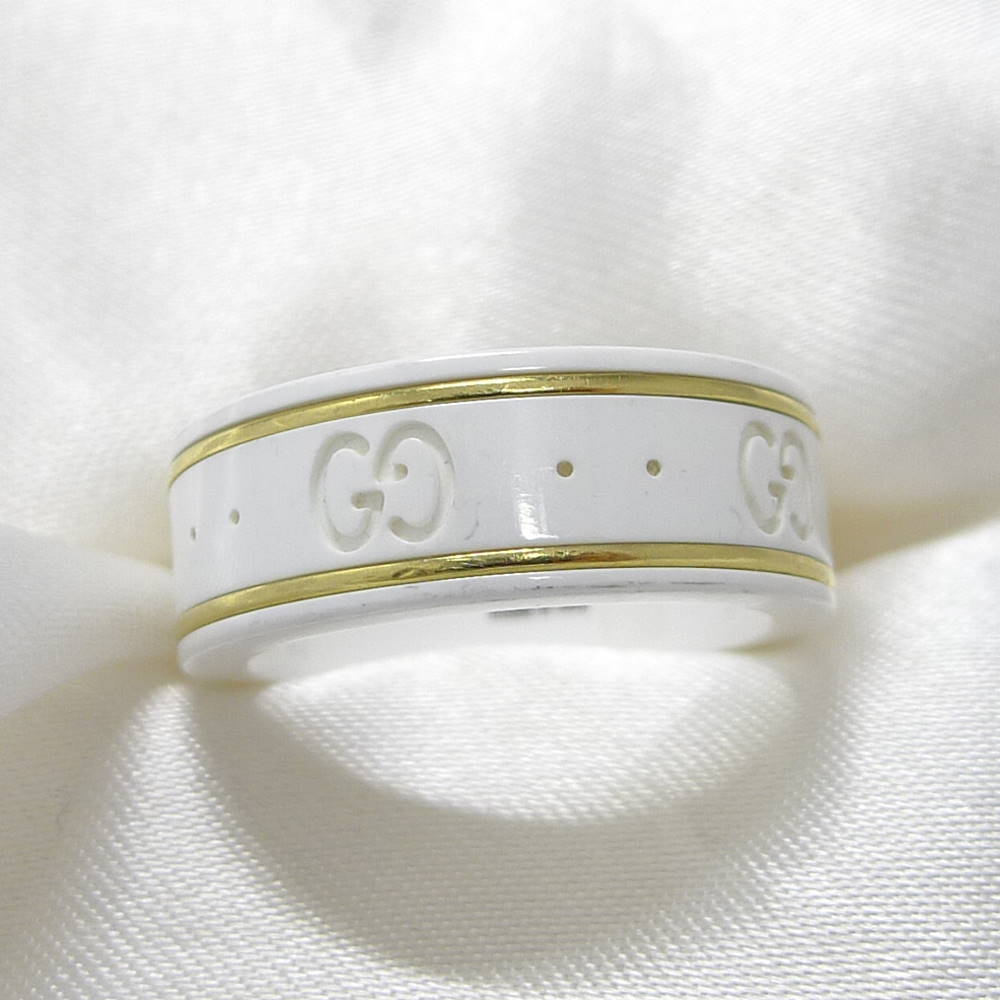【中古】GUCCI アイコンリング セラミック 750ゴールド 約9号